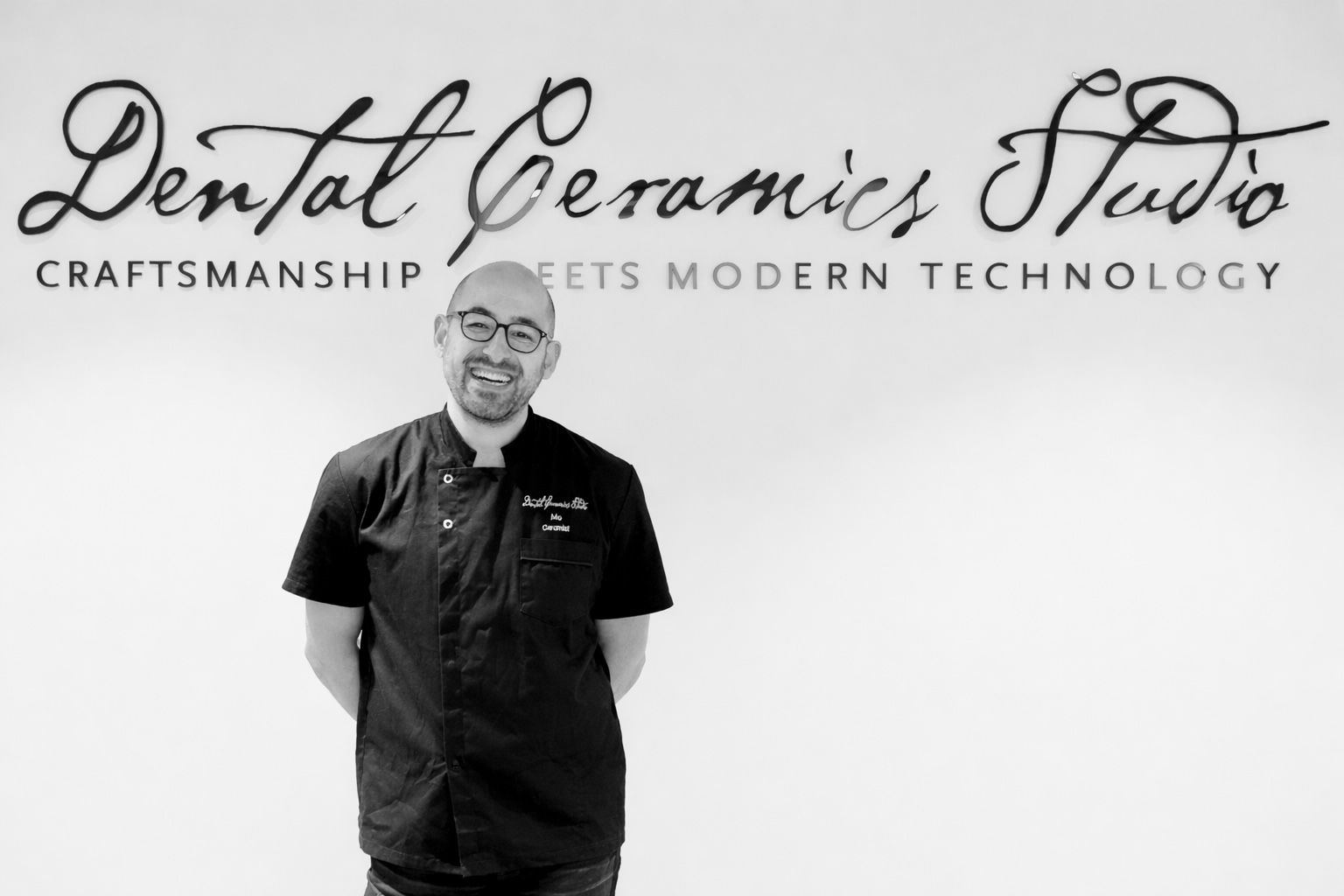 Mo, the ceramist, at the Oatley studio bench